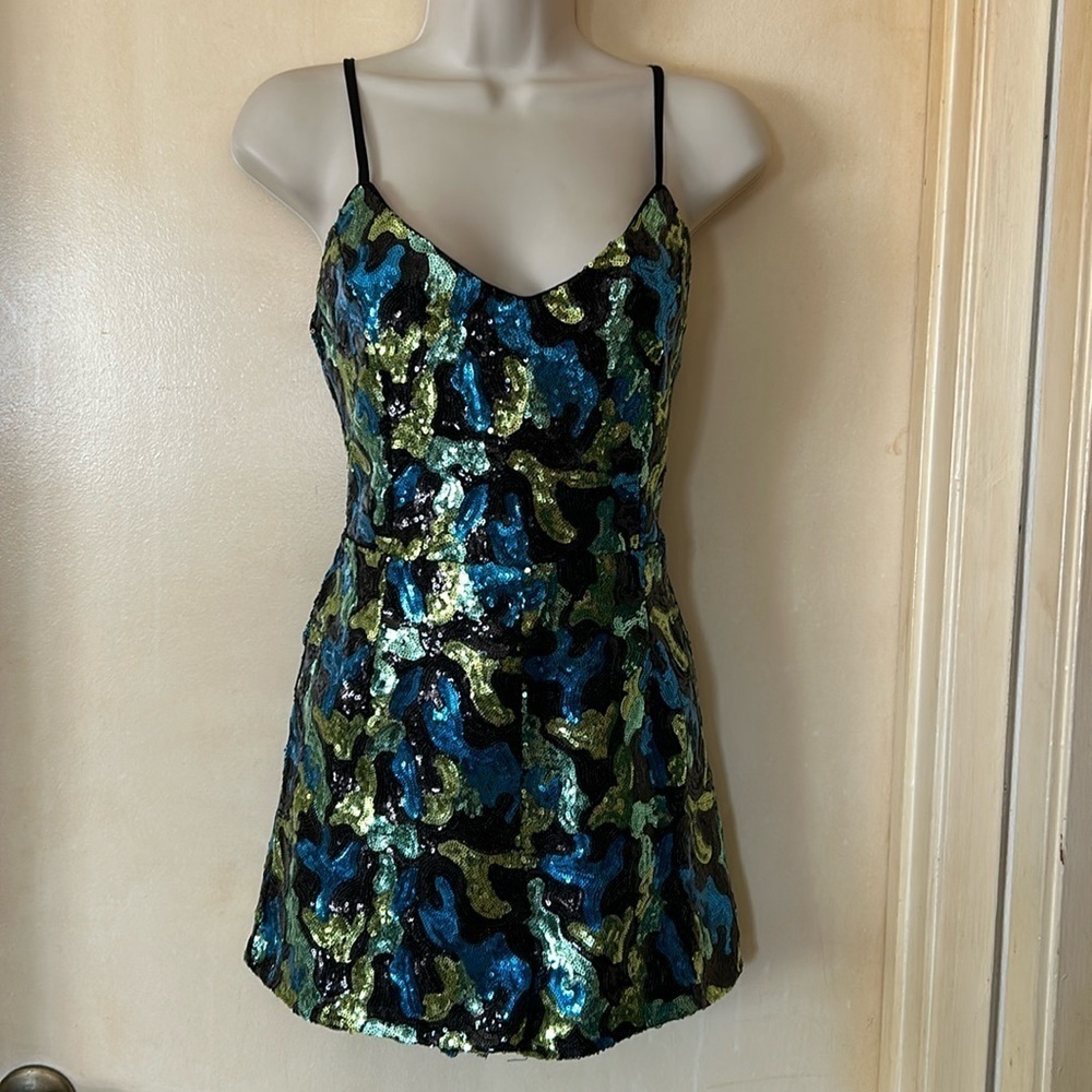 Ark & Co multi color sequin short romper size S NWT